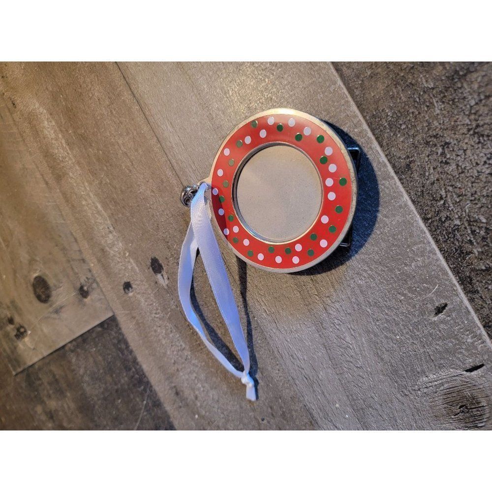 Polka dot photo frame bell ornament xmas